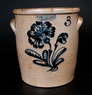 JOHN BURGER / ROCHESTER Stoneware Jar w/ Slip-Trailed Floral Decoration