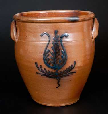 Stoneware Jar w/ Slip-Trailed Floral Decoration, probably J. M. Pruden, Elizabethtown, NJ