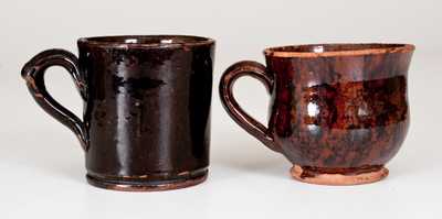 Lot of Two: Glazed Redware Mugs