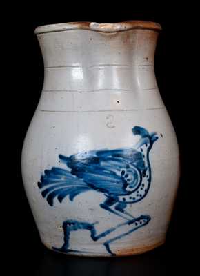 Elaborate New York State Bird-on-Stump Stoneware Pitcher