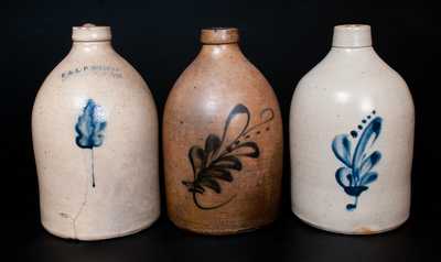 Lot of Three: 1 Gal. Stoneware Jugs incl. Signed E. & L. P. NORTON / BENNINGTON, VT Example