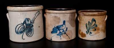 Lot of Three: Stoneware Crocks incl. BRADY & RYAN / ELLENVILLE, NY Bird and F. B. NORTON Crock