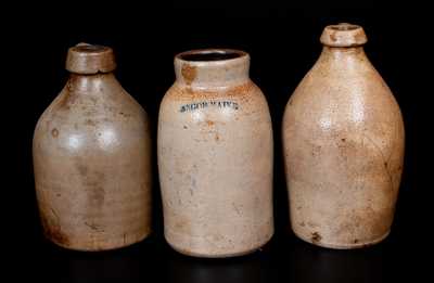 Lot of Three: BANGOR, ME Stoneware Oyster Jar with Two Pint-Sized Jugs