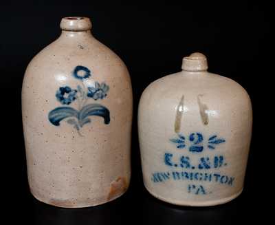 Lot of Two: Stoneware Jugs, W A MACQUOID, New York and E. S. & B. / NEW BRIGHTON, PA