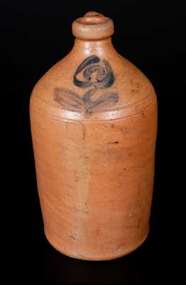 Unusual Quart Stoneware Jug w/ Floral Decoration, probably Ohio River Valley