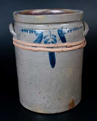 Six-Gallon Strasburg, VA Stoneware Jar w/ Unusual Wooden Make-Do Repair