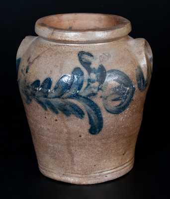 Half-Gallon Ovoid Baltimore Stoneware Jar with Floral Decoration