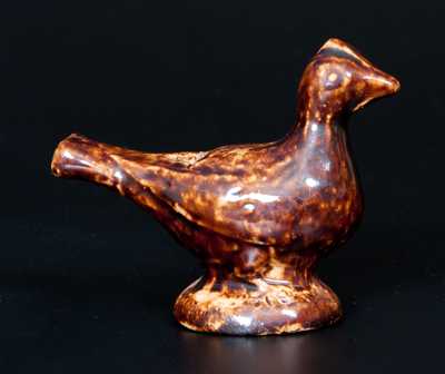 Unusual Rockingham-Glazed Bird Whistle, American, second half 19th century