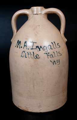 M. A. Ingalls / Little Falls, NY Open-Handled Stoneware Advertising Jug