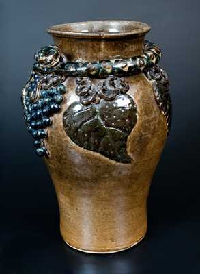 Important Lanier Meaders Vase w/ Snake and Grapes