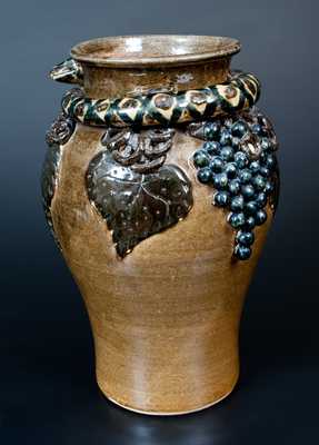 Important Lanier Meaders Vase w/ Snake and Grapes