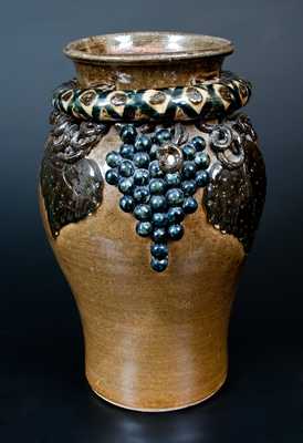 Important Lanier Meaders Vase w/ Snake and Grapes