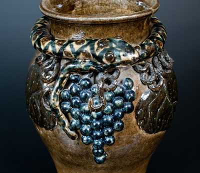 Important Lanier Meaders Vase w/ Snake and Grapes