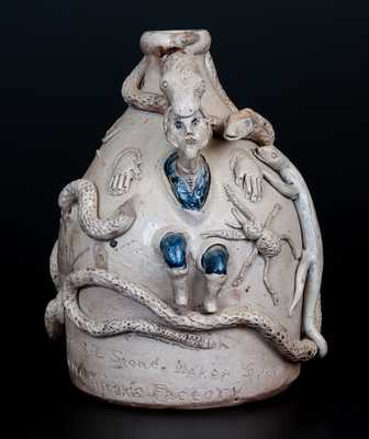 Important Limestone Co, Texas Snake Temperance Jug by John L. Stone, c1870