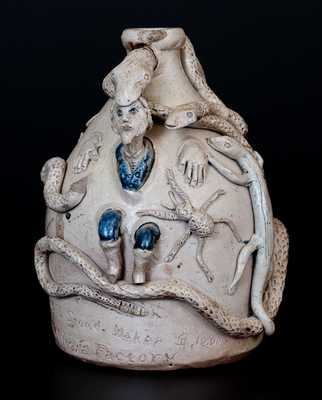 Important Limestone Co, Texas Snake Temperance Jug by John L. Stone, c1870