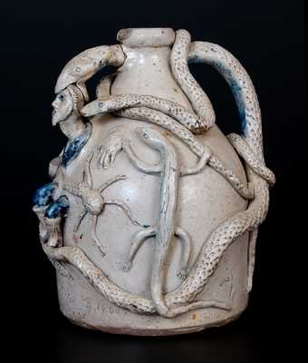 Important Limestone Co, Texas Snake Temperance Jug by John L. Stone, c1870