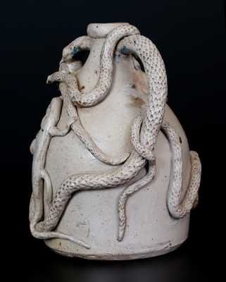 Important Limestone Co, Texas Snake Temperance Jug by John L. Stone, c1870