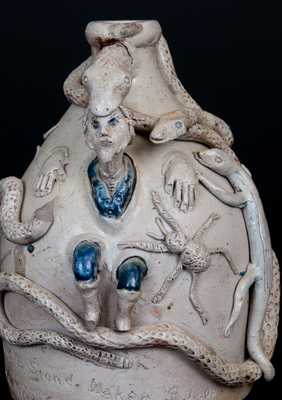 Important Limestone Co, Texas Snake Temperance Jug by John L. Stone, c1870
