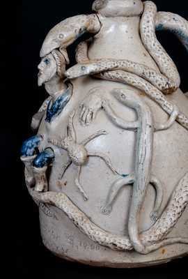 Important Limestone Co, Texas Snake Temperance Jug by John L. Stone, c1870