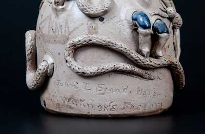 Important Limestone Co, Texas Snake Temperance Jug by John L. Stone, c1870