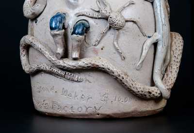 Important Limestone Co, Texas Snake Temperance Jug by John L. Stone, c1870