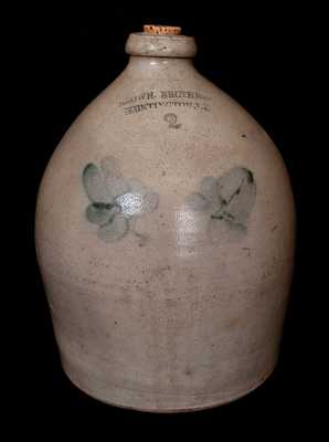 BROWN BROTHERS / HUNTINGTON. LI Stoneware Jug w/ Floral Decoration