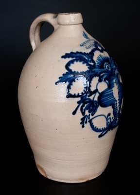 Outstanding COWDEN & WILCOX / HARRISBURG, PA Stoneware Jug w/ Profuse Flowering Urn Design