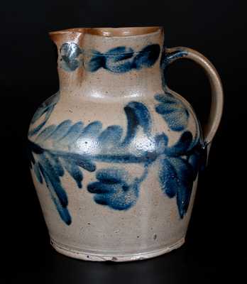 Remmey, Philadelphia Stoneware Pitcher w/ Elaborate Floral Decoration