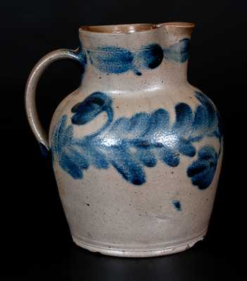 Remmey, Philadelphia Stoneware Pitcher w/ Elaborate Floral Decoration