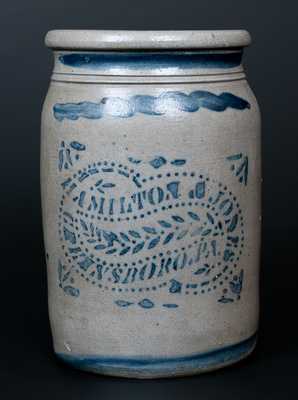 HAMILTON & JONES / GREENSBORO. PA Stoneware Jar