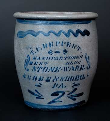 T.F. REPPERT / BEST BLUE STONE-WARE / GREENSBORO. / PA Stoneware Cream Jar