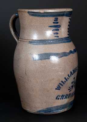 Scarce WILLIAMS & REPPERT. / GREENSBORO PA Cobalt-Decorated Stoneware Pitcher