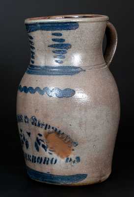 Scarce WILLIAMS & REPPERT. / GREENSBORO PA Cobalt-Decorated Stoneware Pitcher