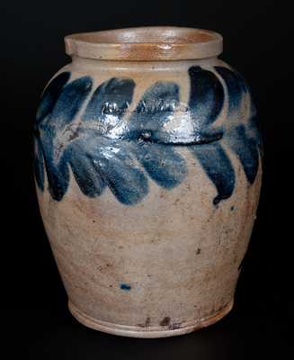 Scarce H. MYERS Half-Gallon Stoneware Jar, Baltimore Stoneware Manufactory