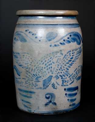 Scarce "Star Pottery" (Hamilton & Jones) Stoneware Jar w/ Eagle and Freehand Designs
