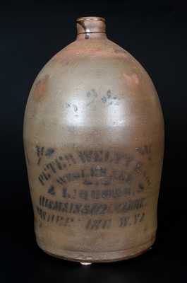 Two-Gallon Wheeling, WV Stoneware Advertising Jug, Western PA origin