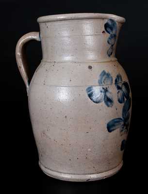 One-Gallon Baltimore Stoneware Pitcher w/ Cobalt Clover Decoration