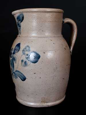 One-Gallon Baltimore Stoneware Pitcher w/ Cobalt Clover Decoration