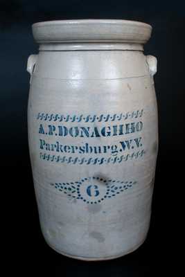 A.P. DONAGHHO / Parkersburg, W.V. Six-Gallon Stoneware Churn