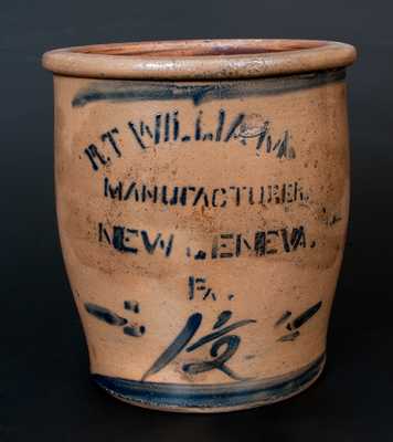R.T. WILLIAMS / MANUFACTURER / NEW GENEVA. / PA Stoneware Cream Jar