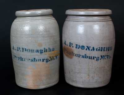 Two A.P. Donaghho, Parkersburg, WV Stoneware Jars, circa 1880