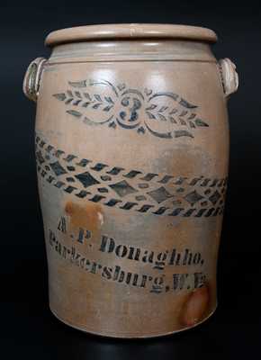 Three-Gallon A.P. Donaghho, / Parkersburg, W.Va. Stoneware Jar