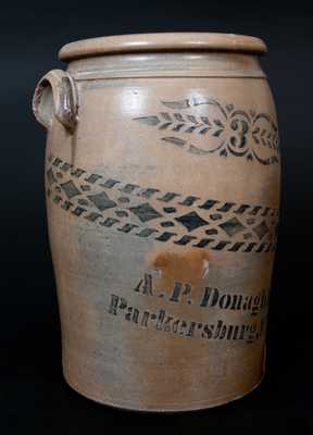 Three-Gallon A.P. Donaghho, / Parkersburg, W.Va. Stoneware Jar