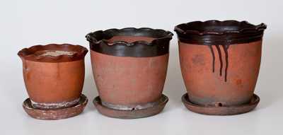 Three Tanware Flowerpots, probably Jane Lew, WV