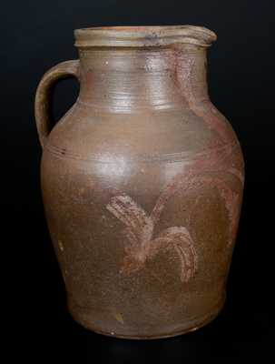 Scarce Huntingdon County, PA Stoneware Pitcher w/ Manganese Floral Decoration