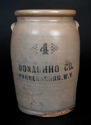 Four-Gallon DONAGHHO CO. / PARKERSBURG. W.V. Stoneware Jar