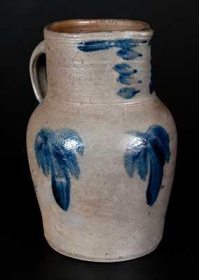 Half-Gallon Baltimore Stoneware Pitcher w/ Cobalt Floral Decoration