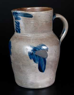 Half-Gallon Baltimore Stoneware Pitcher w/ Cobalt Floral Decoration