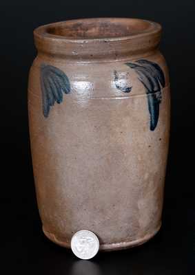 Quart-Sized  Grier Pottery, Chester County, PA Stoneware Jar w/ Cobalt Decoration