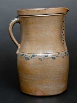 Unusual West Virginia Cobalt-Decorated Stoneware Pitcher